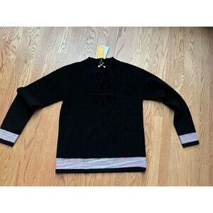 NWT Kier+J Tie Neck Wool & Cashmere-Blend Sweater‎ Women's Size Large